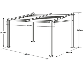 Pergola a Parete 3x4 m Struttura in Alluminio Grig