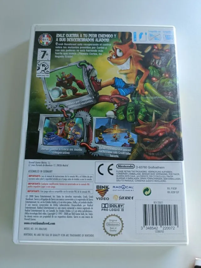 Juego wii Crash Bandicoot Guerra al Coco Maníaco