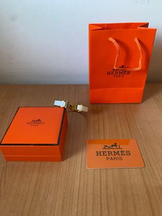 Pulsera Hermès Blanca y Dorada