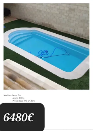 Piscina de poliéster 6.70m x 3m