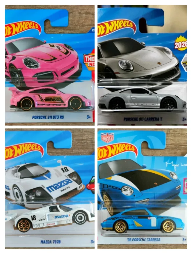 Hot Wheels Porsche 911 GT3 RS, Carrera T, Mazda 78