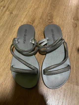 Sandalias Don Algodón plateadas talla 37