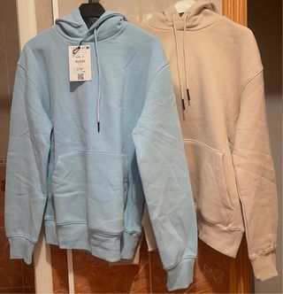 Pack 2 Sudaderas Bershka XXS Azul Beige Nuevas