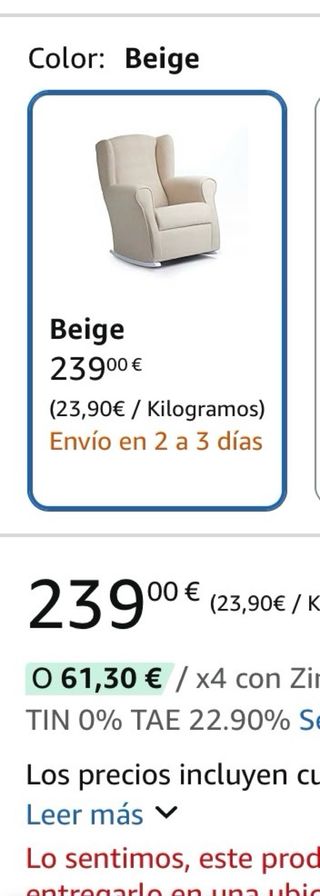 Sillón Mecedora Beige Tela Nuevo