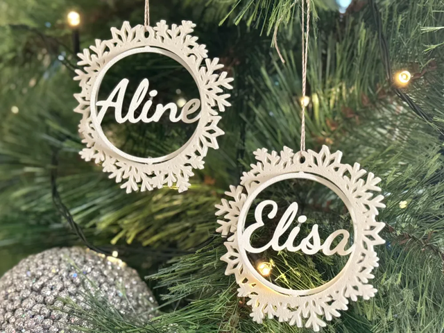 Adorno Copo de Nieve Personalizado Madera