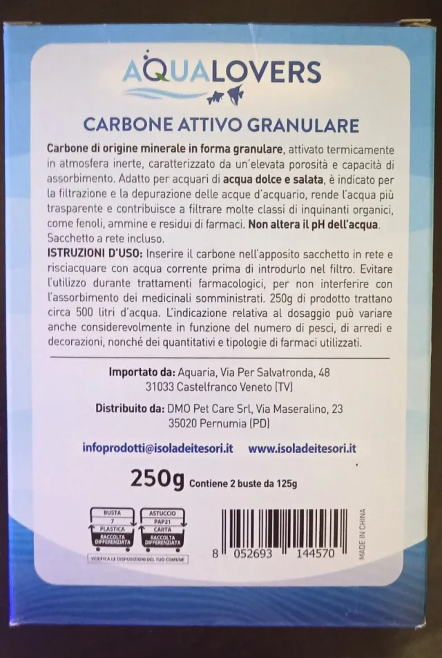 Carbone Attivo Fibra, cannolicchi 170g e Ovatta