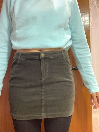 Falda de pana verde Mango