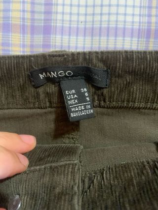 Falda de pana verde Mango