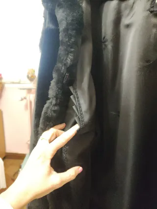 Chaquetón negro piel y pelo