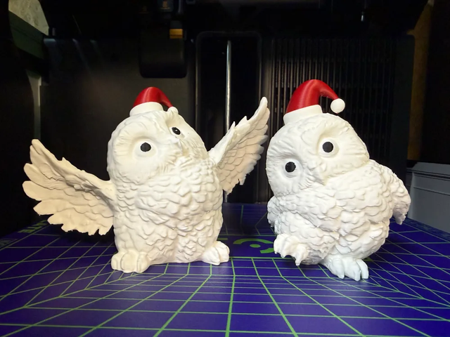 Pareja Búhos Navideños Gorro Rojo