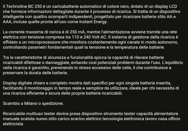Technoline Caricabatterie stilo LCD ricaricabile