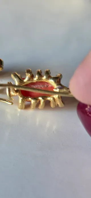 Pendientes Coral y Plata Dorada