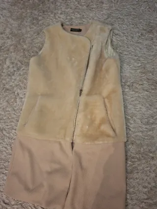 Chaleco pelo largo beige Talla S