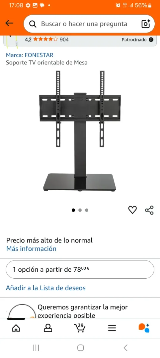 Soporte TV FONESTAR orientable de mesa