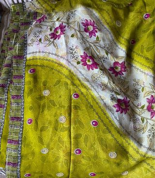 Saree Ropa India Verde y Rosa