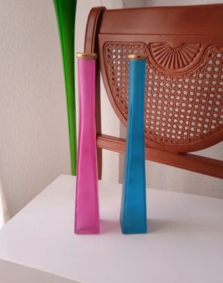 X2 JARRONES ANTIGUOS CRISTAL TEMPLADO VINTAGE