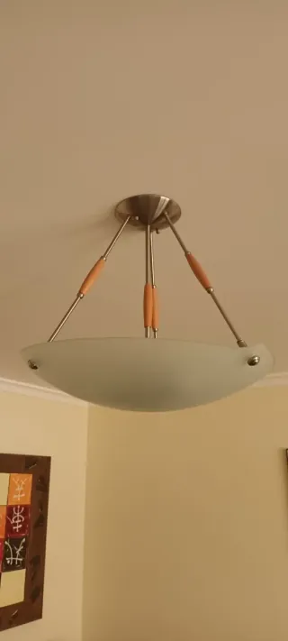 Lote 4 Candeeiros Teto Vidro Metal Madeira