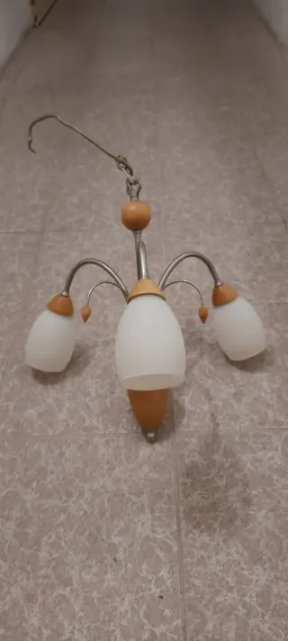 Lote 4 Candeeiros Teto Vidro Metal Madeira