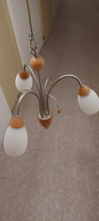 Lote 4 Candeeiros Teto Vidro Metal Madeira