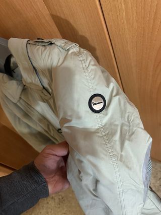 Chaqueta Moto Vespa Beige con Botones Magnéticos