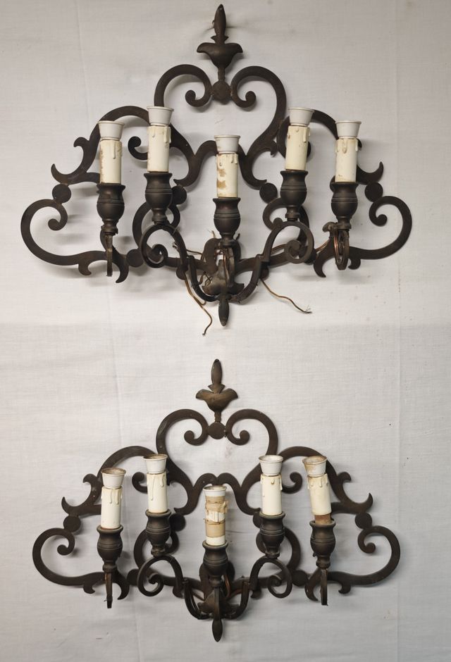 Coppia Applique Vintage Ottone 5 Luci