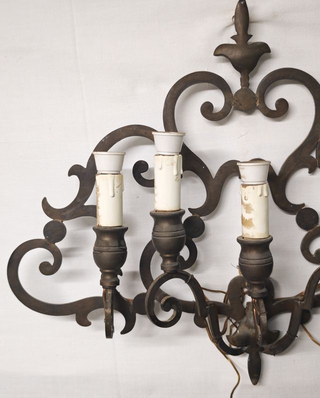 Coppia Applique Vintage Ottone 5 Luci