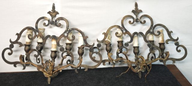 Coppia Applique Vintage Ottone 5 Luci