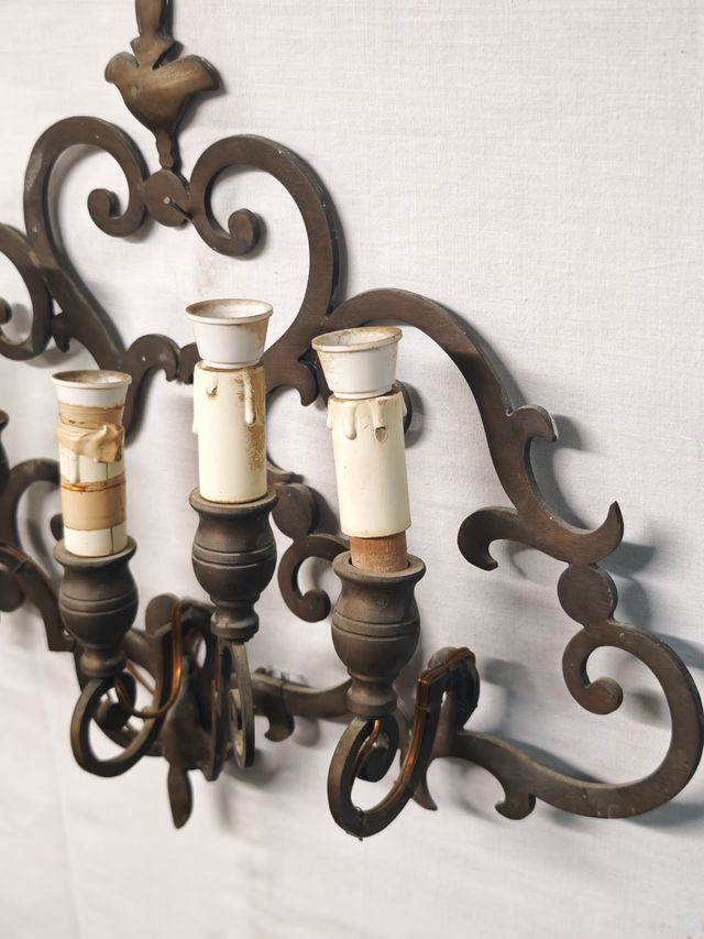 Coppia Applique Vintage Ottone 5 Luci