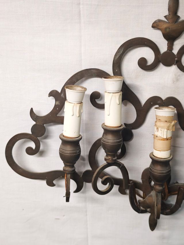 Coppia Applique Vintage Ottone 5 Luci