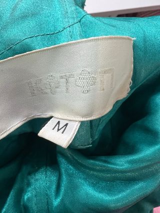 Vestido fiesta verde pedrería un hombro