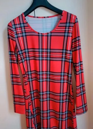 Abito stampa tartan rosso