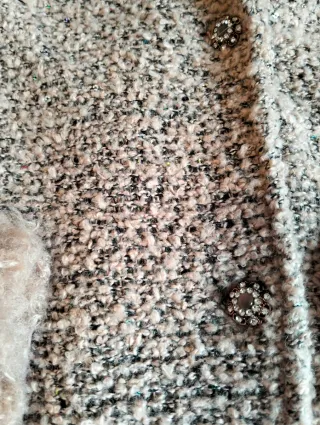 Abrigo rosa pálido angora y brillo