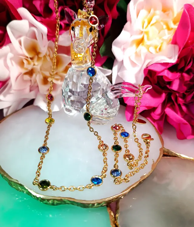 Conjunto collar y pulsera chapado en oro 18K