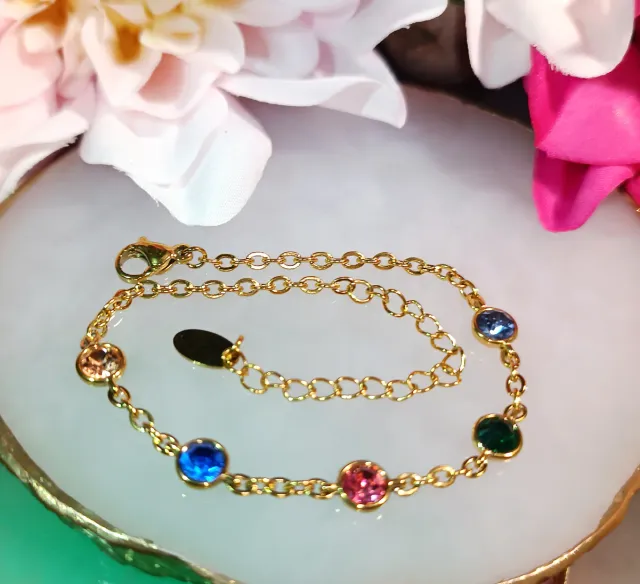 Conjunto collar y pulsera chapado en oro 18K