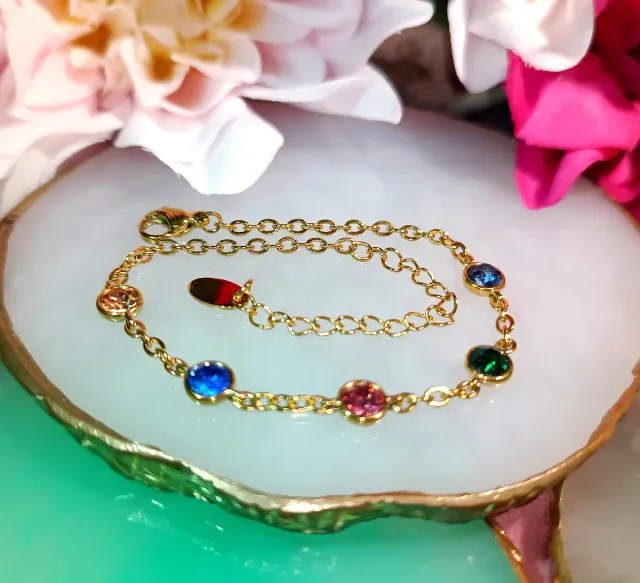 Conjunto collar y pulsera chapado en oro 18K