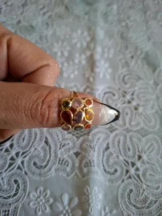 Anello oro 14k 585 con pietre multicolore
