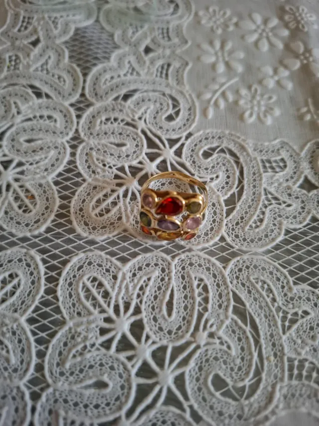 Anello oro 14k 585 con pietre multicolore