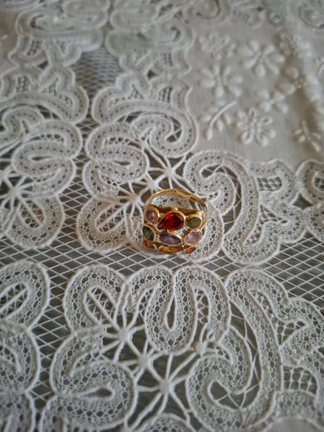 Anello oro 14k 585 con pietre multicolore