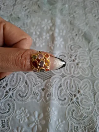 Anello oro 14k 585 con pietre multicolore