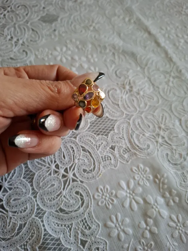 Anello oro 14k 585 con pietre multicolore