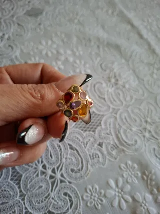 Anello oro 14k 585 con pietre multicolore