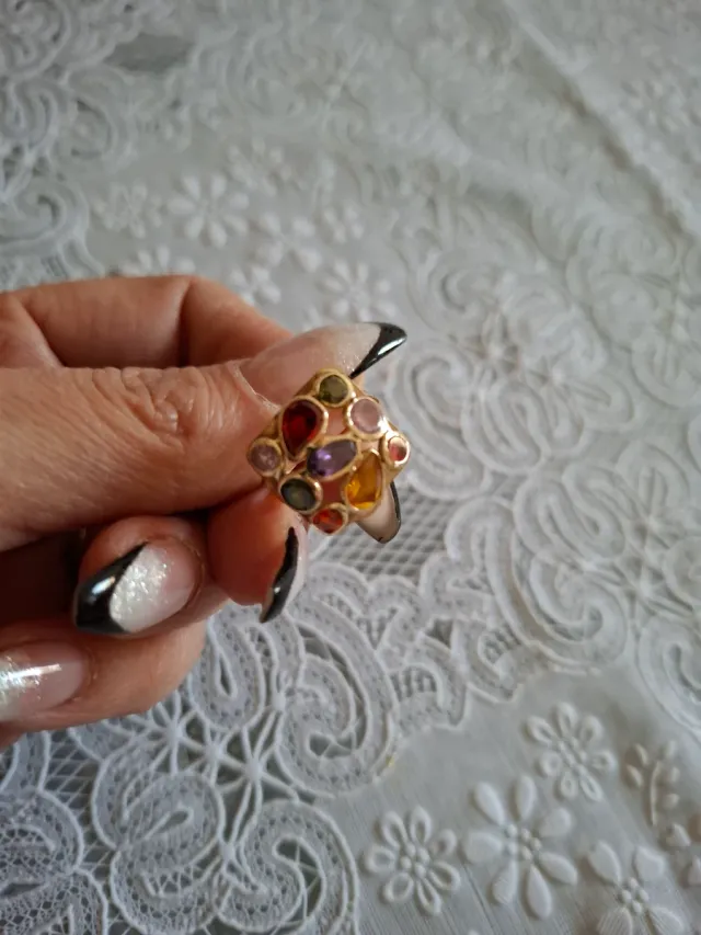 Anello oro 14k 585 con pietre multicolore