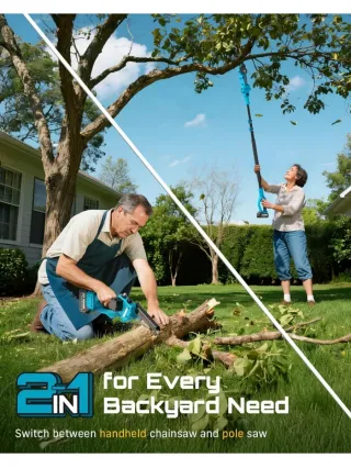 Mini motosierra SEESII 2 en 1 con pértiga