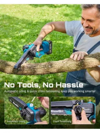 Mini motosierra SEESII 2 en 1 con pértiga