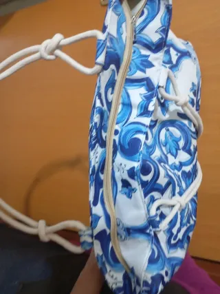 Borsa mare fantasia maiolica blu