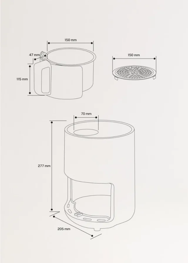 Freidora de aire AIR FRYER – marca CREATE, 1,5 L