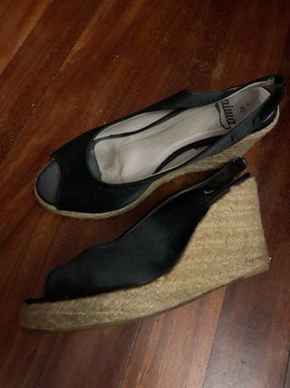 Sandalias cuña negras talla 40