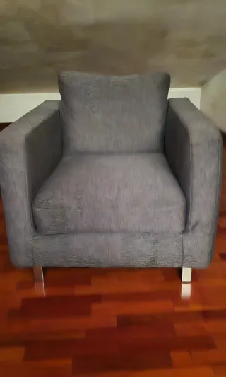 Coppia Poltrone Poltrona Sofa Grigie Tessuto