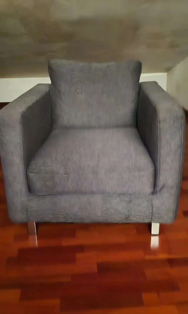 Coppia Poltrone Poltrona Sofa Grigie Tessuto