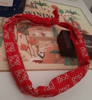 Bandana cotone rosso con fantasia geometrica